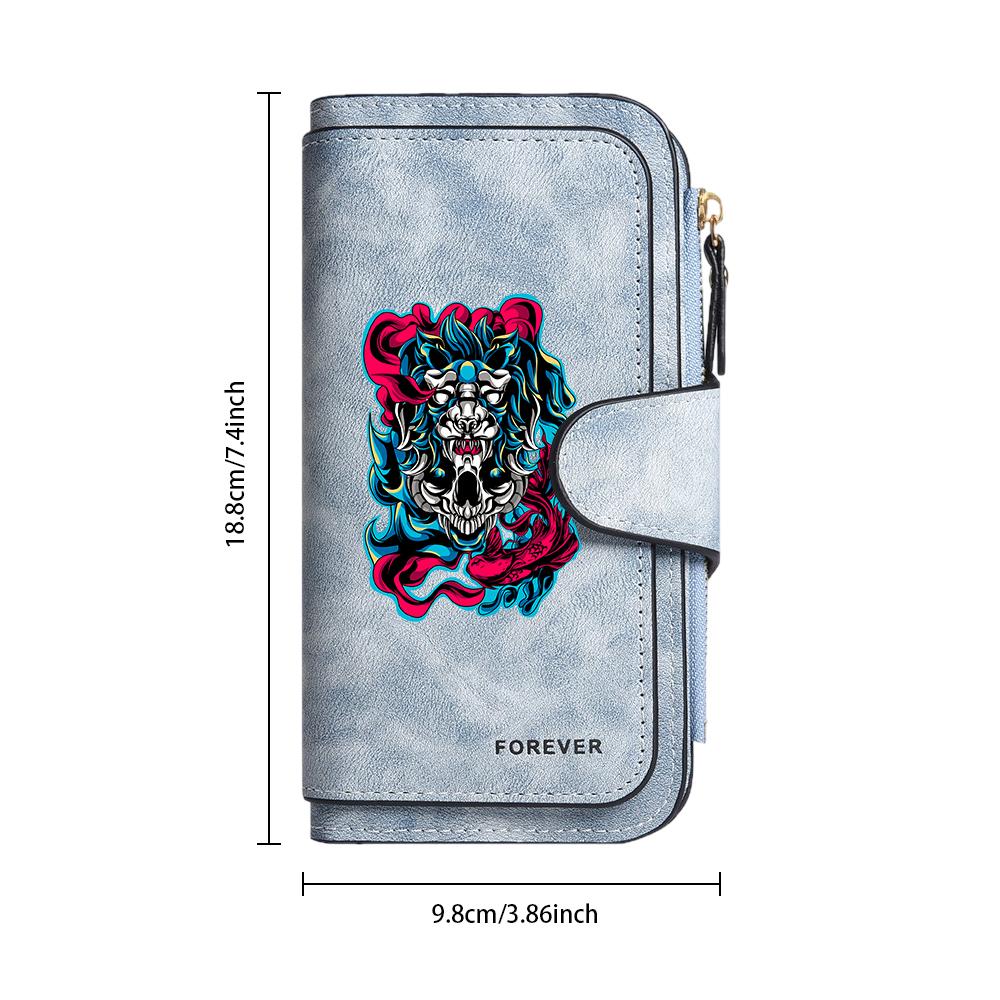 Stylish Pattern Long Wallet Forever Printed Purse Portable Daily Use Card Holder Fashion Casual Zipper Purse