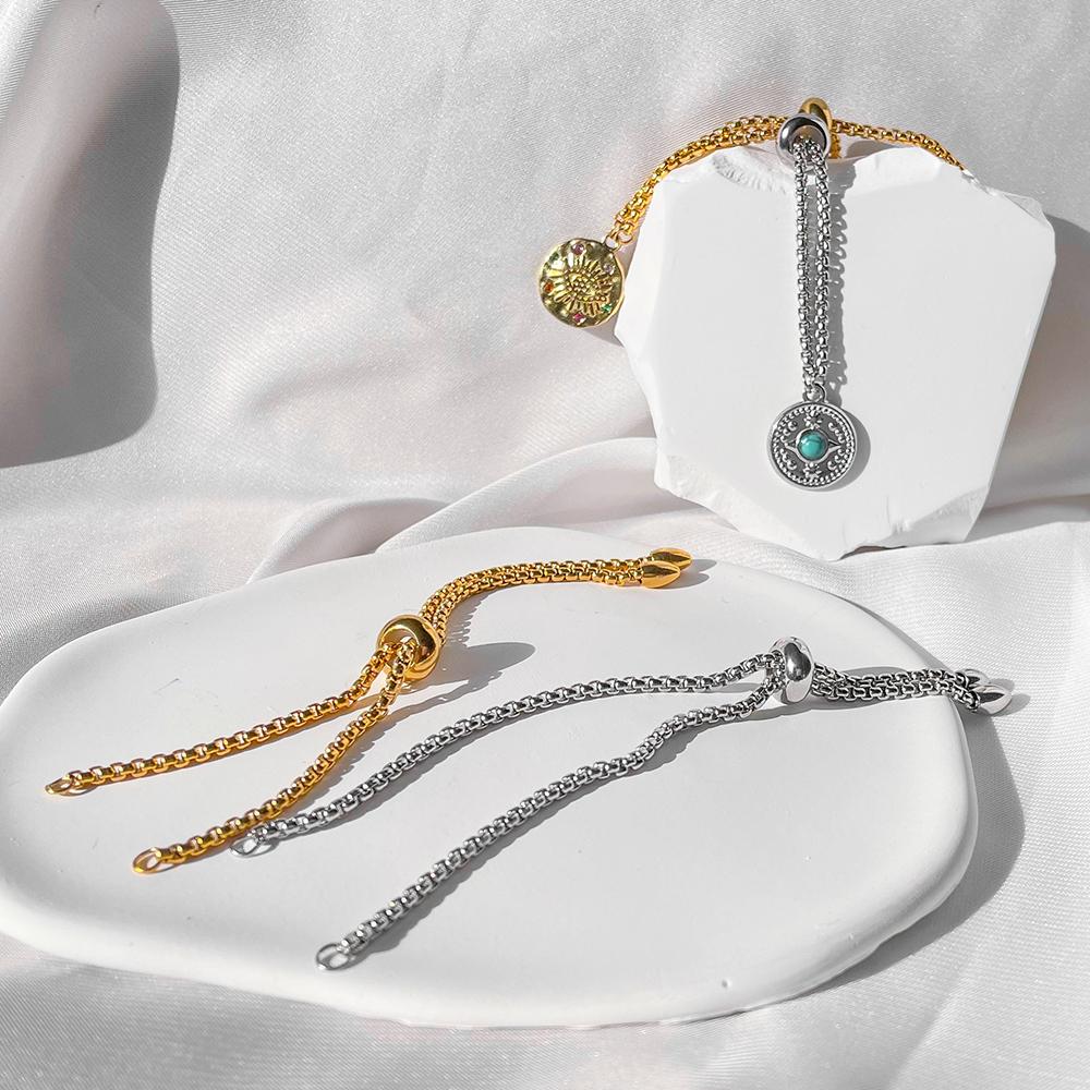 3pcs Stainless Steel Box Chain Adjustable Bracelet Connectors for DIY Bracelets Charms Accessories Jewelry Making Findings