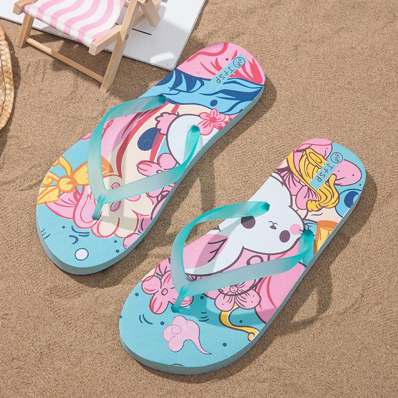 Damskie Letnie Modne Płaskie Gumowe Sandały - Stylowe i Spersonalizowane Klapki na Plażę