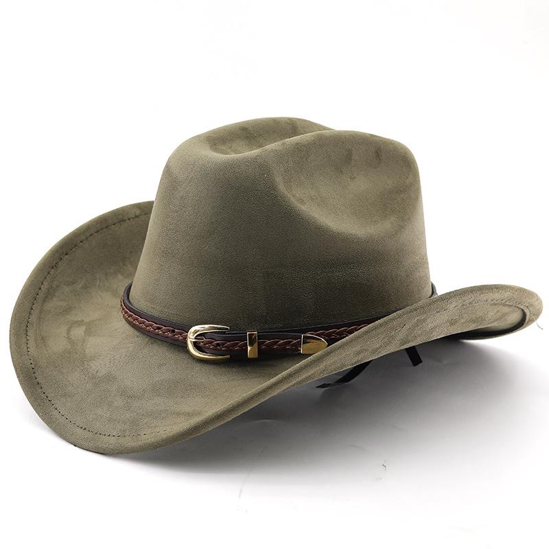 New Fashion Suede Cowboy Fedoras Cap Retro Unisex Outdoors Big Brim Top Hat Western Style Handsome Britain Panama Jazz Hat