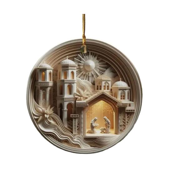 Acrylic Pendant Christmas Decoration with Lanyard Easy To Hang Nativity