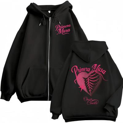 Omar Courtz Doppelseitige Grafik Reißverschluss-Hoodies Mode Y2k Übergroße Zip-Up Pullover Herren Damen Lässige Langarm-Sweatshirts