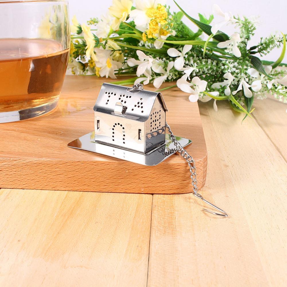 T Infuser, Stainless Steel House Shape T Strainer Filter Diffuser for Loose Lf T, Coffee Bns, Soup Ssoning with Drip Tray
