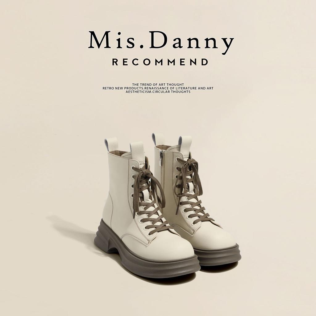 Martin boots women's 2025 new British brown boots spring and autumn single boots heightened platform short boots thick velvet snow boots