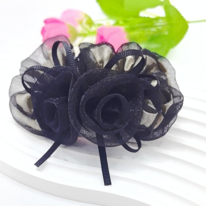 Korean Style High-end Rose Flower Scrunchie Fashionable Floral Hair Accessory Rose Flower Hair Tie Set  Rose Hair Scrunchie
