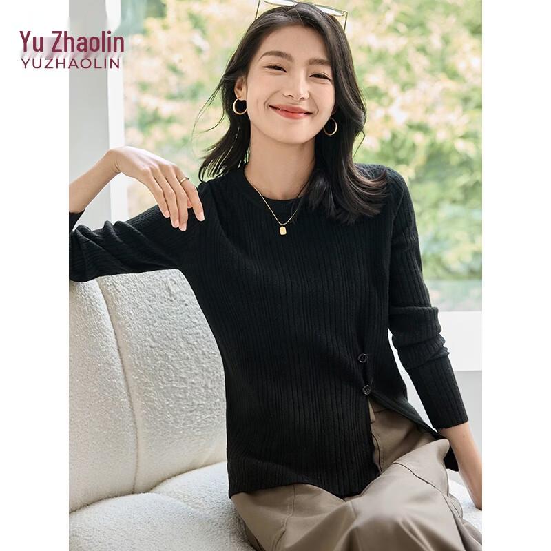 

YUZHAOLIN Women s Round Neck Split Knit Sweater M