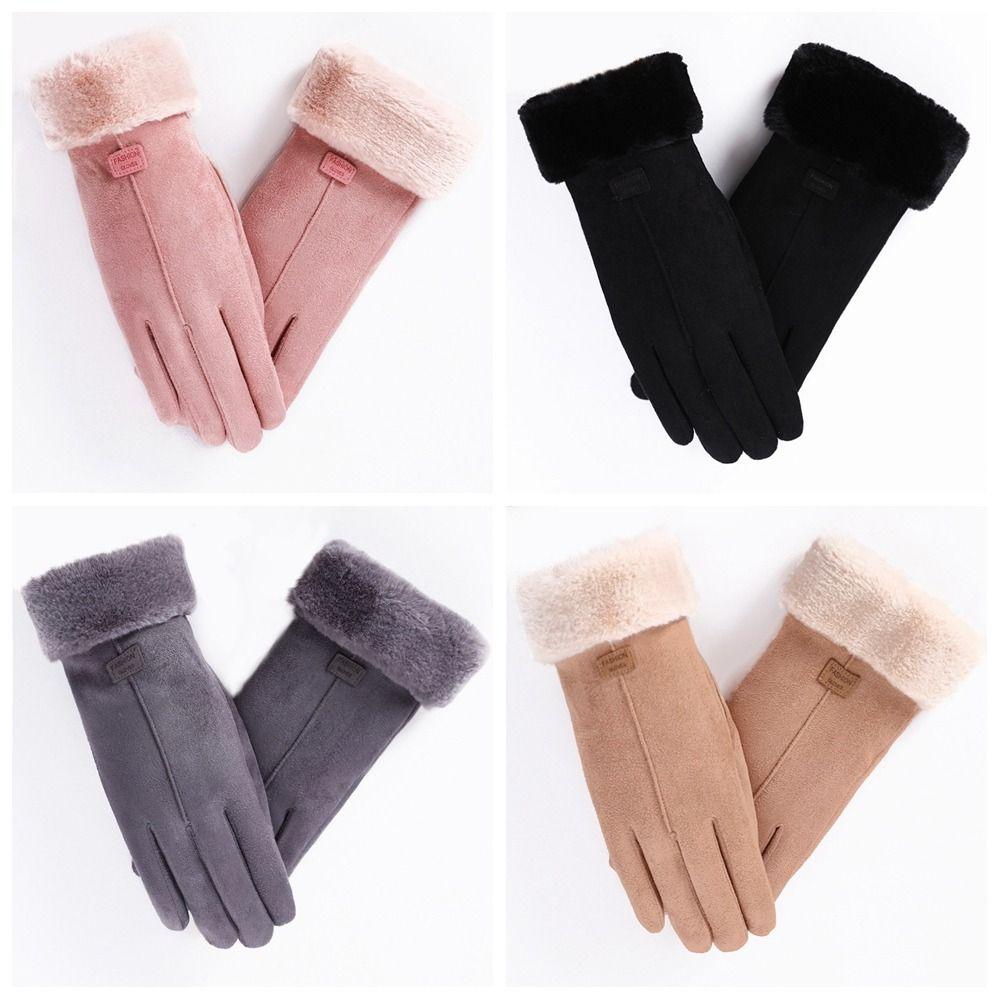 Windproof Suede Gloves  Sports Cycling Mittens Women Winter Gloves  Autumn/Winter