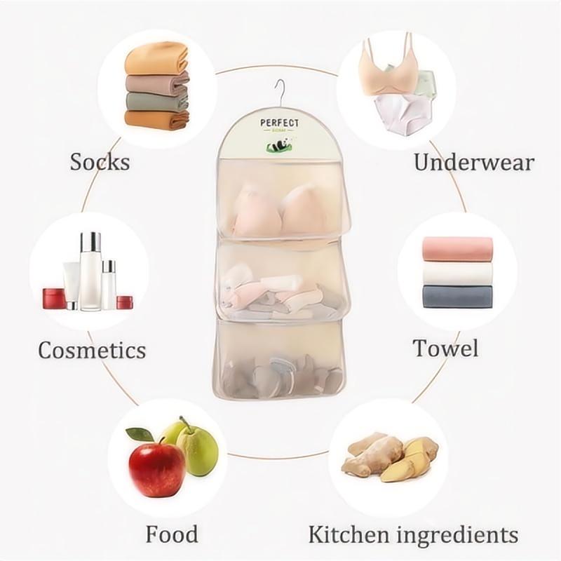 Large Capacity Storage Net Dormitory Wardrobe Socks Underwear Hanging Bag Multilayer Breathable Mesh Pocket Door Storage Bags