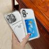 Fashion Soft Card Holder Bag Case For 17 16 15 14 13 12 11 18 Pro X XR Max 7 8 Plus 16e Air Transparent Shockproof Cover
