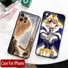 Anime fate stay night saber Cover For Apple iPhone 14 13 12 11 SE XS XR X 7 8 6 mini Plus Pro MAX 2020 Black Phone Case