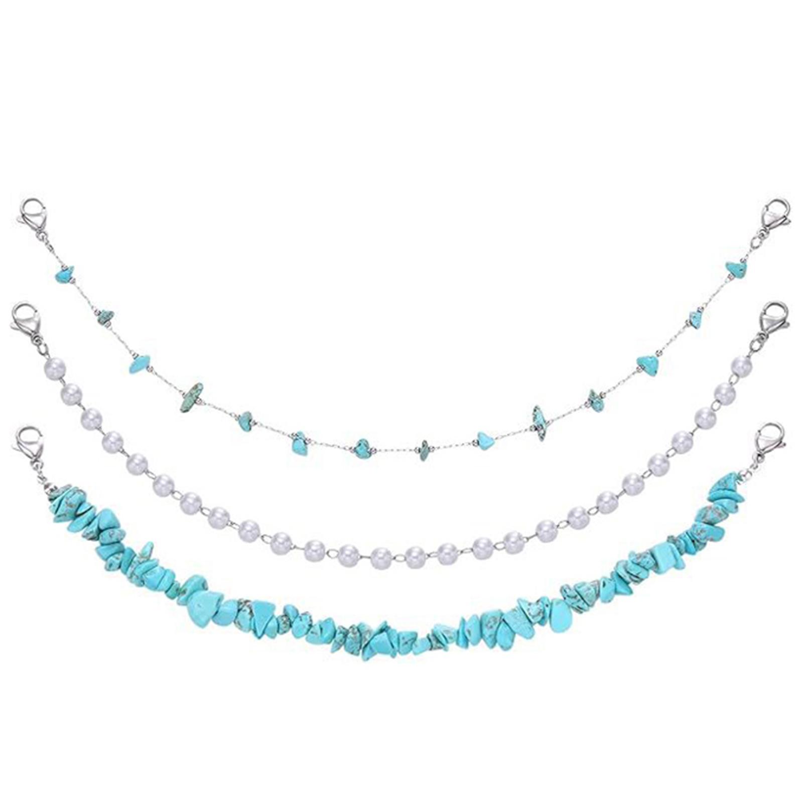 

3 шт. Модные бирюзовые цепочки для шляп, жемчуг и металлическая сетка, шарм для кепки, портативные для стильных аксессуаров для вечеринок 1