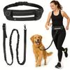 Hands Free Dog Leash with Zipper Waist Pack Double Layer Thick Handle Durable Elastic Rope for Walking Jogging Running