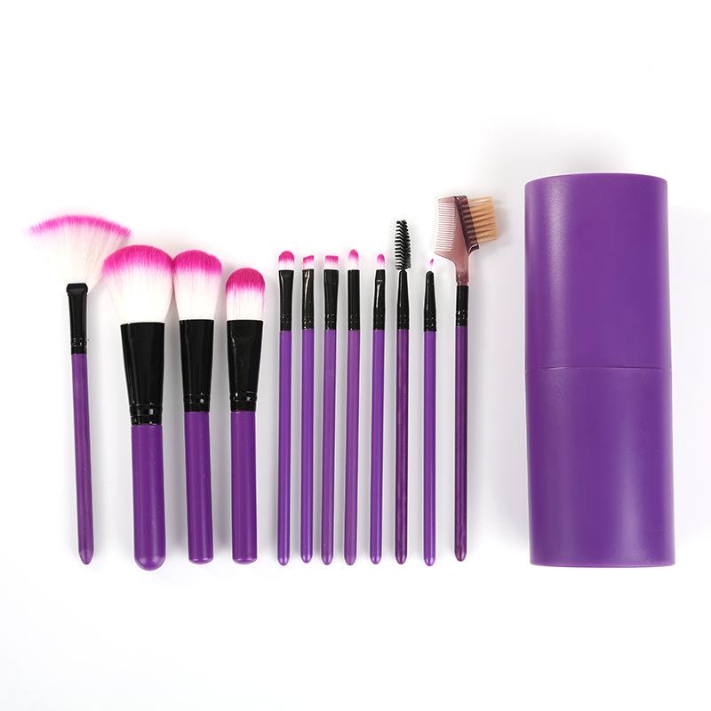 Hot Selling 12cs Professional Makeup Brush Set  Woman Vegan Hair Blue Pink Makeup Brush Set