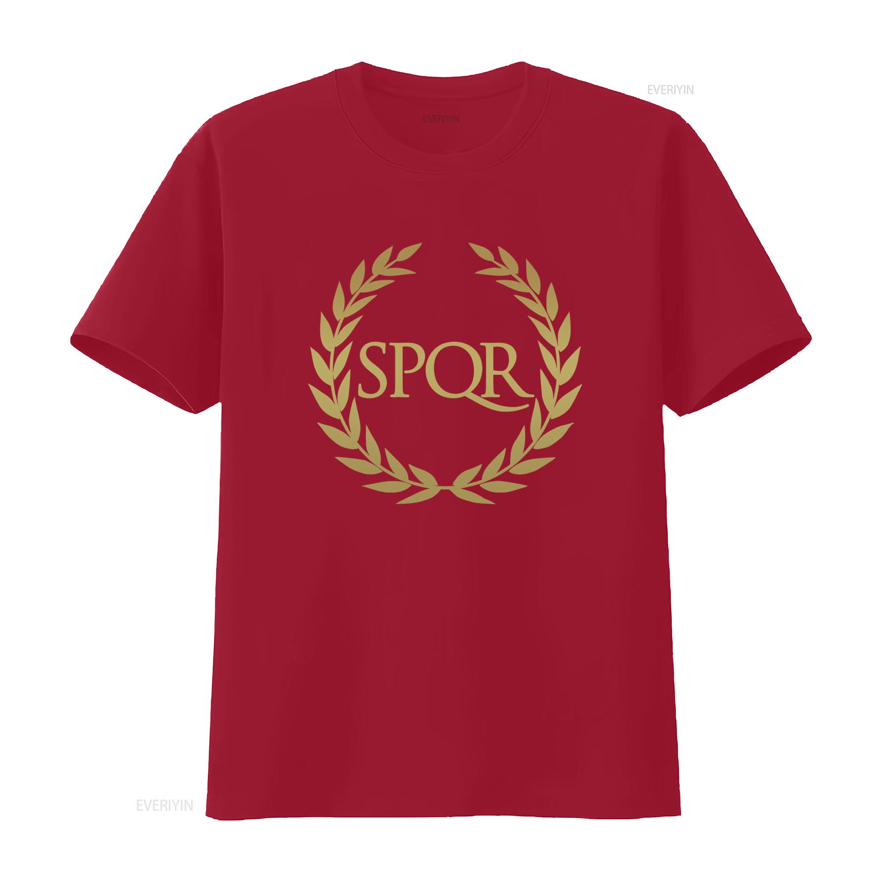 SPQR Ancient Rome Symbol Gold Laurel Wreath Design T Shirt vintage Washed Unisex Slightly Casual graphic Versatile fashion Soft S