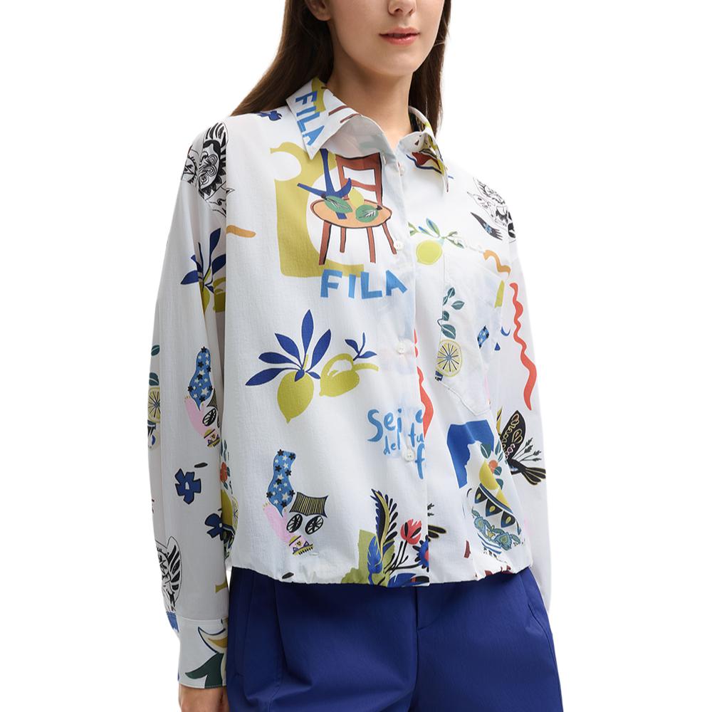 FILA Heritage Casual Long Sleeve Polo Shirt Women tops F11W528702FZA