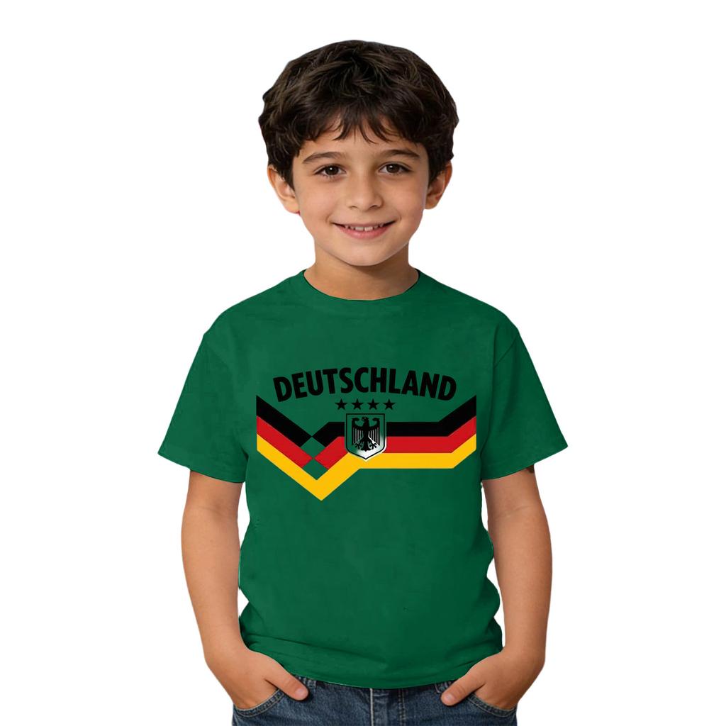Camiseta Casual de Cuello Redondo para Niños con Estampado de Deutschland Manga Corta para Niños y Niñas Ajuste Suave y Cómodo