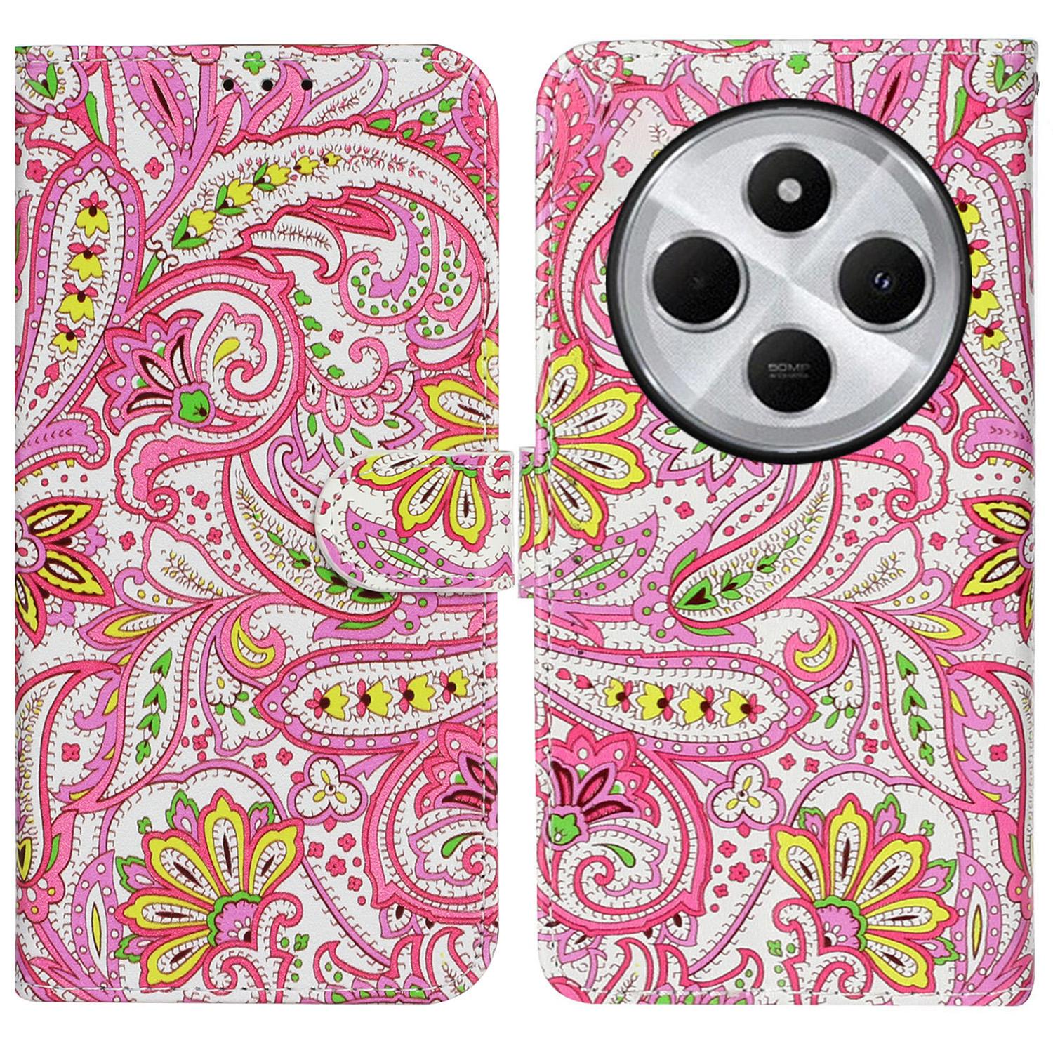 

Для Xiaomi Poco C75 4G/Redmi 14R 5G/14C 4G Чехол Узор Кожаный Кошелек Чехол для Телефона с Держателем для Карт Flower