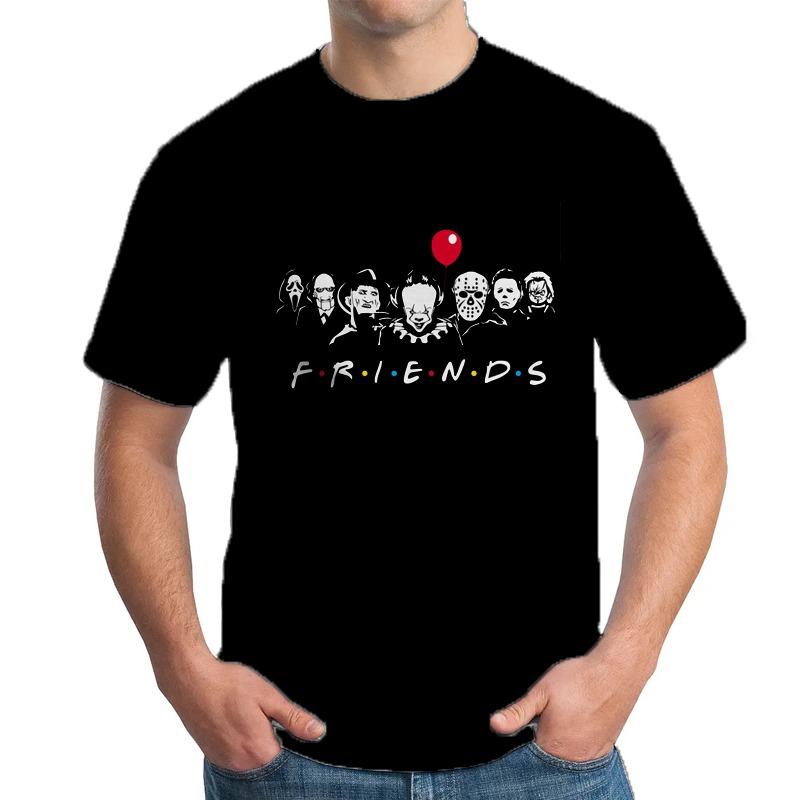 Retro Clown Graphic Male T-shirts Harajuku Tees Man Hip Hop T-shirt Halloween Black Streetwear