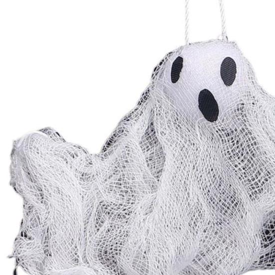 Malá závěsná dekorace duch Halloween Bílý duch z látky s okénky Stromové ozdoby pro venkovní dvůr trávník dekorace strašidelného domu
