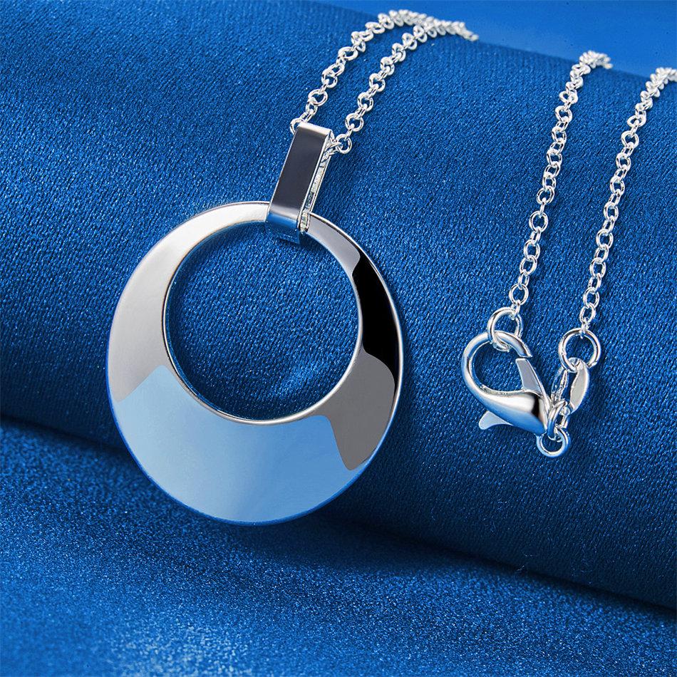 925 sterling silver 16-30 inch exquisite round pendant necklace for women's fashion wedding accessories, jewelry gifts
