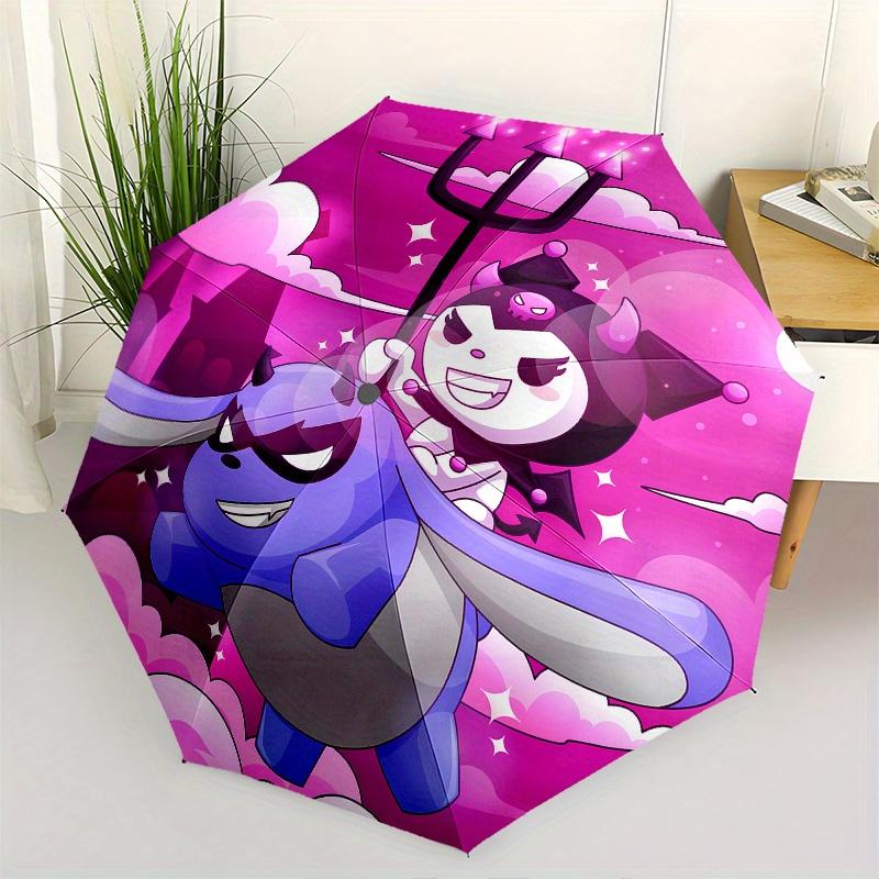 

Kuromi Automatic Folding Umbrella-Simple 8-Rib Design, Bright Cartoon Pattern, Durable Iron Frame, Suitable For Travel, Outdoor, Beach-Cute