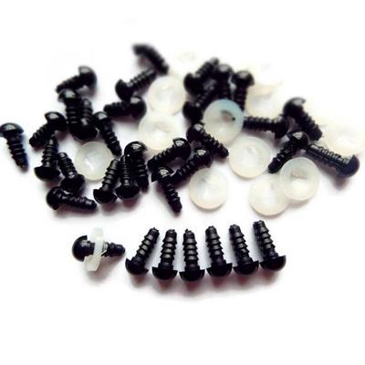 100Pcs 6-10mm Μαύρο πλαστικό παιχνίδι ματιών DIY για κούκλες ζώων αρκουδάκι