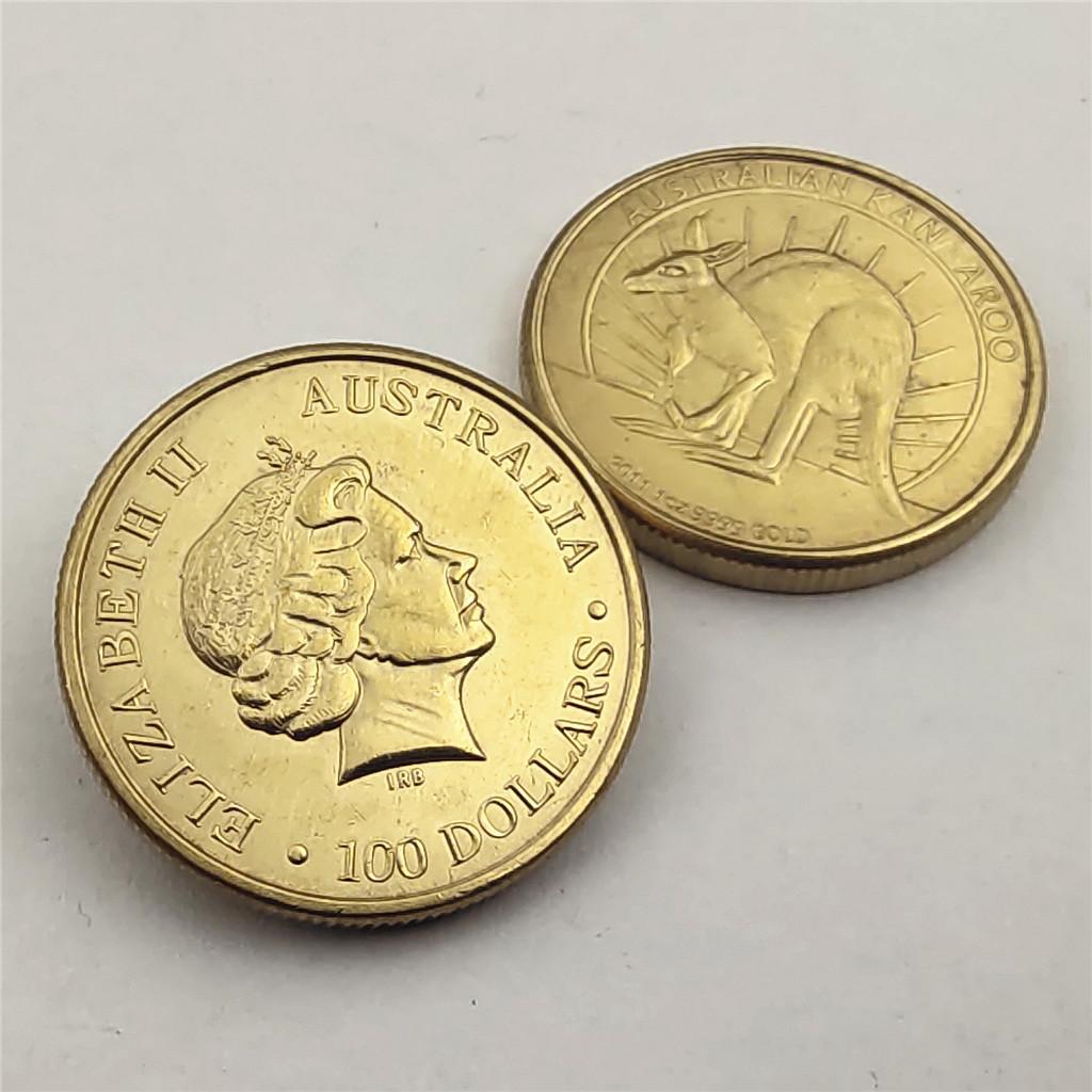 Австралийская золотая монета с кенгуру, Монета с кенгуру, Бронзовая монета, Медная монета, Золотая монета латунный