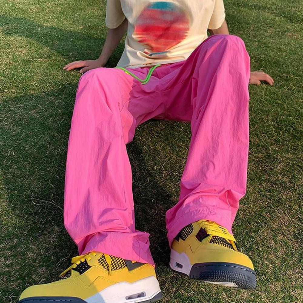 Hombres de gran tamaño 5XL Verde Rosa Colorido Pantalones casuales