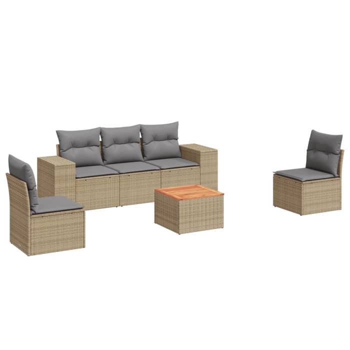 VidaXL Garden Lounge Set with Cushions 6 Pcs, Patio Sofas, Furniture Set, Outdoor Terrace Furniture, Beige 3257718