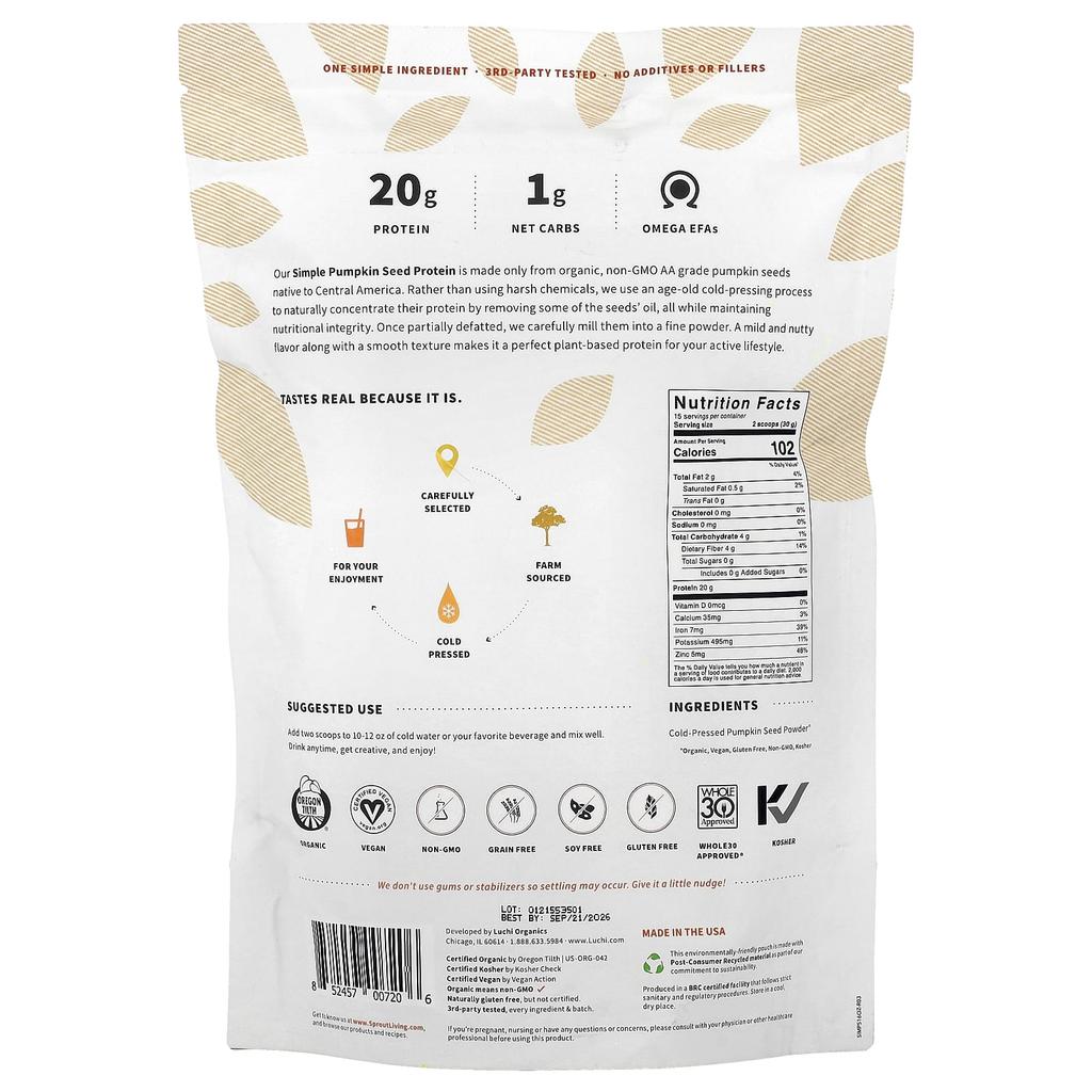 Simple Pumpkin Seed Protein, 454G (1Lb)