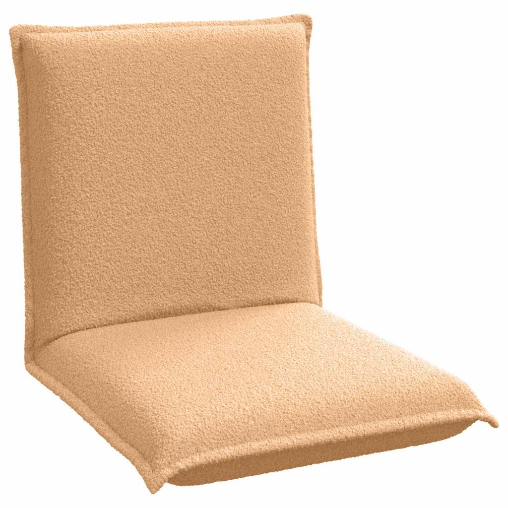 Adjustable Floor Footstool Beige Shag Fabric