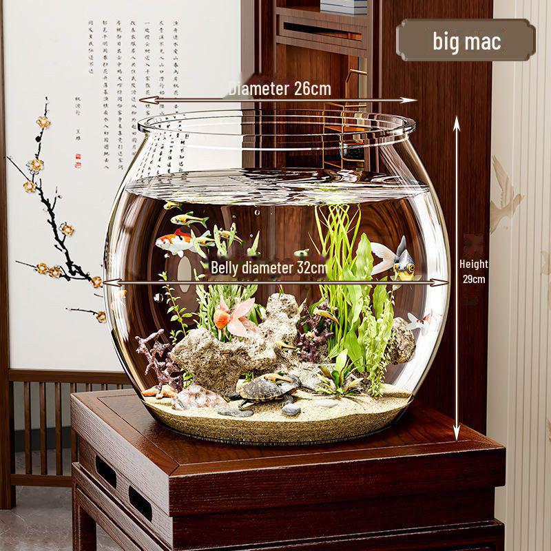 

Небьющийся настольный аквариум Zhan Yao - круглый, прозрачный пластик, экологичный, устойчивый к падениям дизайн для гостиной