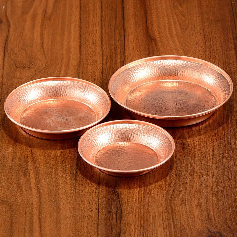 Tibetan Copper Plate 15.4cm Engraving Buddhism Brass Dish Auspicious Tantra Altars For Buddha Tray Desktop Home Gift Decorative