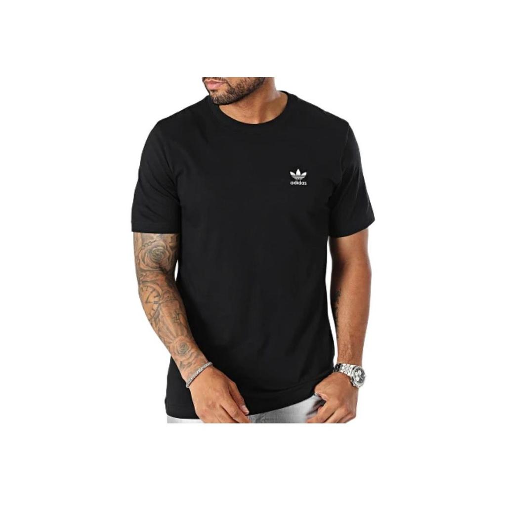 Adidas Originals Essentials Trefoil Logo Ribbed Crew Neck Short Sleeve Regular T-Shirt Men Tops Black IM4540