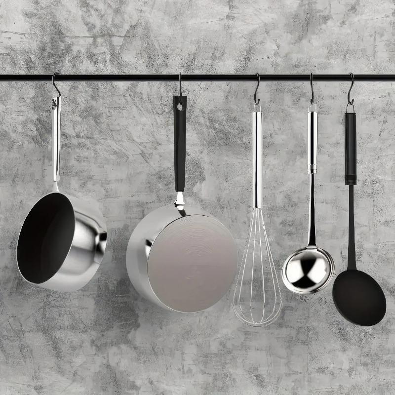 10 Black S-shaped Hooks, Wall Mounted Multifunctional Hooks, Used for Hanging Plants, Kitchens, Wardrobes, Black Hooks