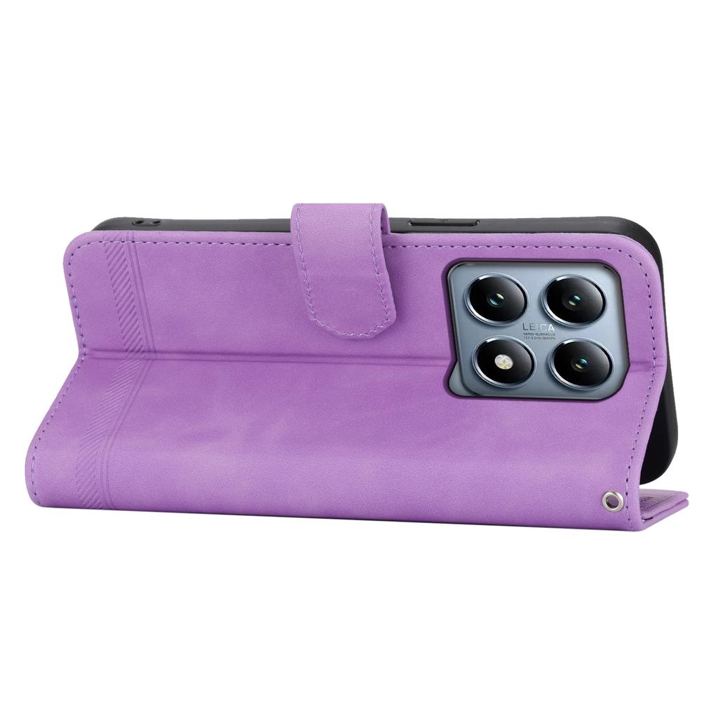 DIERFENG DF-03 For Xiaomi 14T Pro Leather Case Lines Imprint Wallet Phone Cover