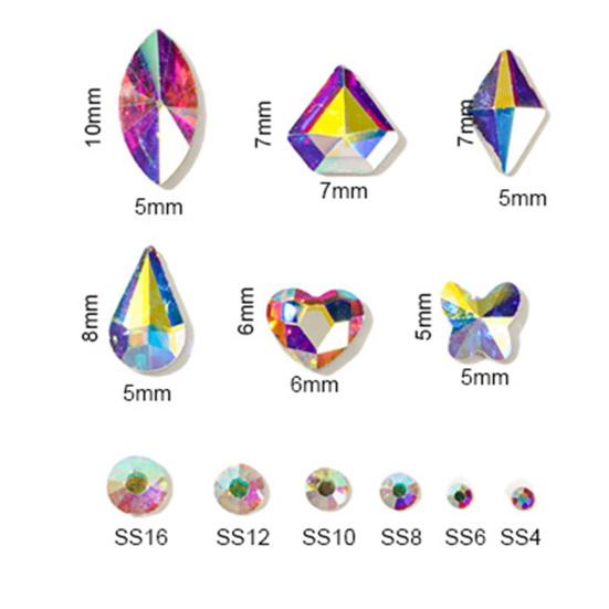 12Grids/Box Nail Art Rhinestone Flat Back Non-Drop Lightweight Mixed Colorful AB Nail Art Glitter Decorations for Manicure