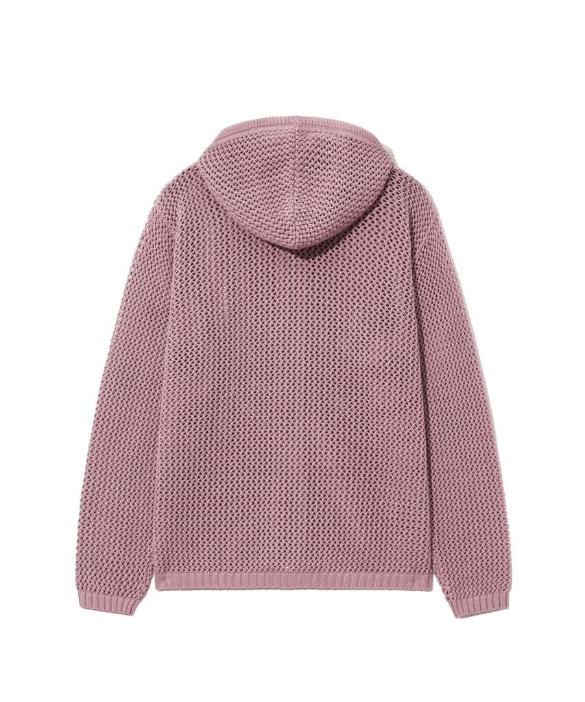 YALE Mesh Hooded Knit Zip-Up Vintage Pink