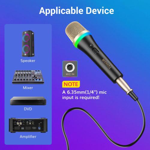 TONOR Dynamic Microphone (6.35mm Plug with 5M XLR Cable), Vocal Microphone, Unidirectional Metal Handheld Wired RGB Microphone, Compatible with Karaok
