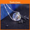 Colar de Prata S925 com Bola de Cristal Austríaco Pingente de Cristal Corrente para Clavícula Dia dos Namorados Aurora Corrente de Pescoço Presente Forma Geométrica Corrente Caixa