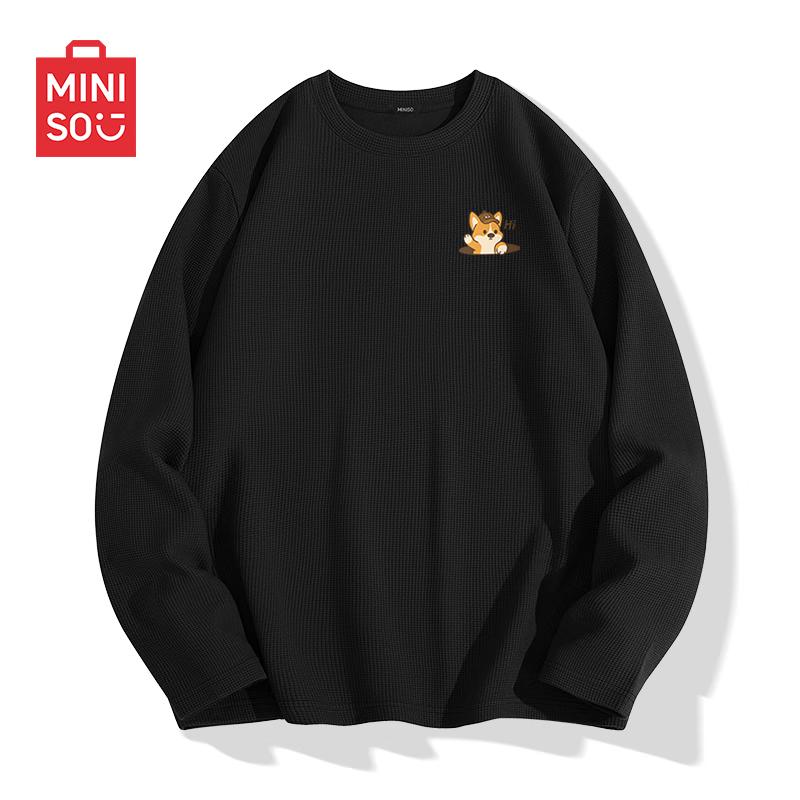MINISO Men s Vibe Waffle Knit Long Sleeve T-Shirt L