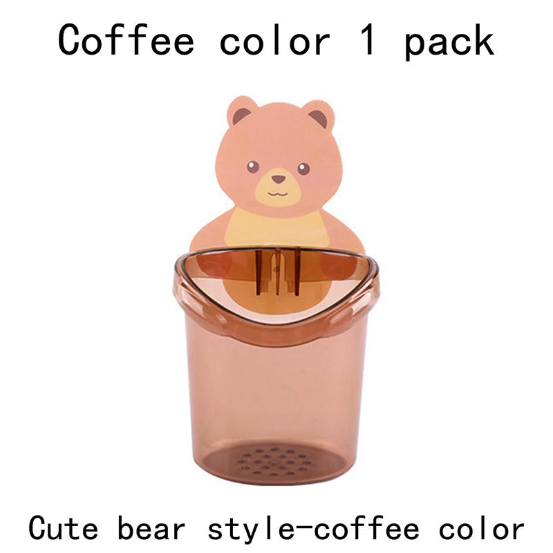 

1/3 шт., настенный держатель для зубных щеток в виде плюшевого мишки, подставка для хранения без дырокола, органайзер для принадлежностей для ванной комнаты, аксессуары для ванной комнаты 1pc кофейный