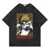 Vinland Saga Anime Vintage Washed Tshirt Graphic Print Hip Hop Streetwear Loose Y2k Summer Short Sleeve Cotton Top