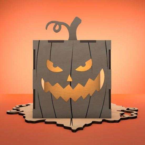 Halloweenská dýňová krabička Dřevěná krabička Jack-O-Lantern Ozdoba Stolní středový prvek Dýňová lucerna Krabička na halloweenskou párty dekoraci