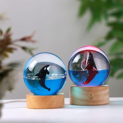 Ocean Whale Resin Crystal Ball Night Light Music Box – Ideal Birthday Gift for Kids & Friends