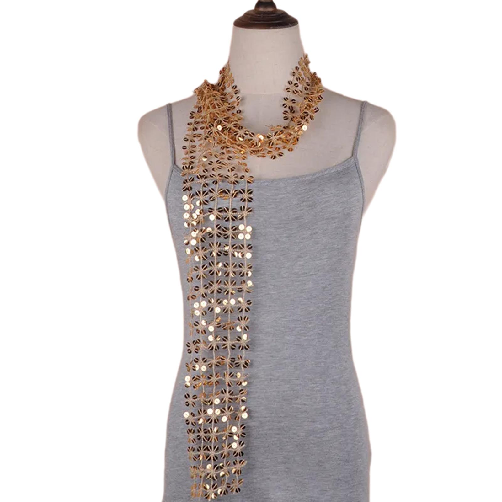 

Сверкающий чокер с пайетками, воротник для женщин, широкий воротник, блестящие пайетки, шейный платок-галстук, вечерний костюм для вечеринки 1