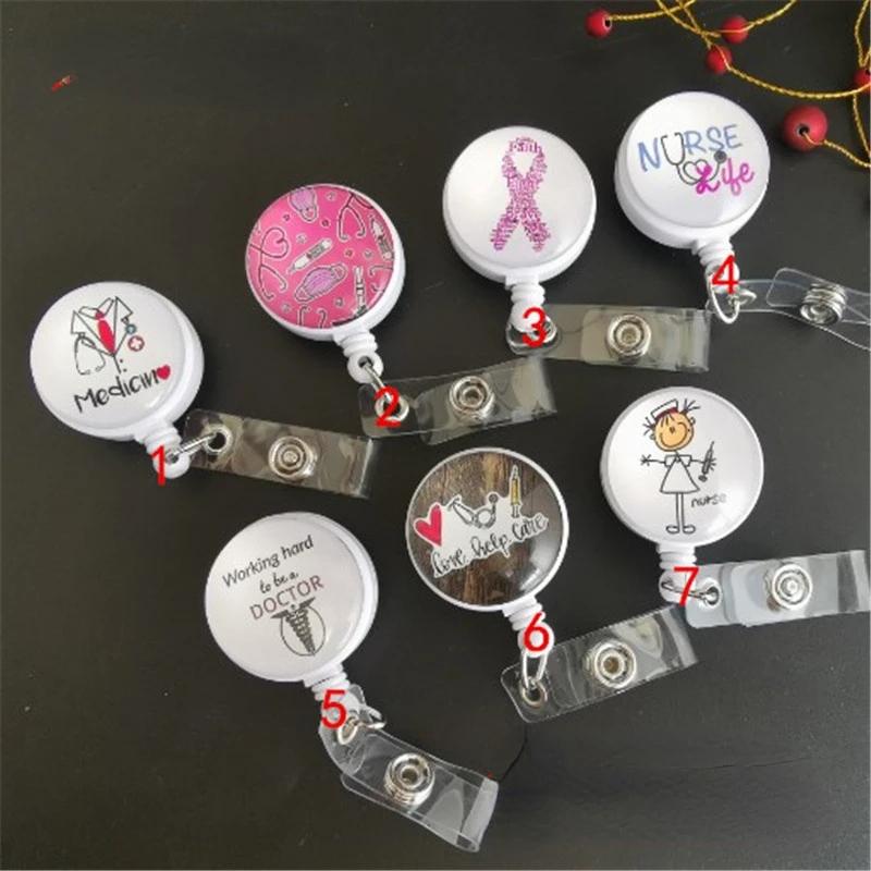2026 Retractable Doctor Nurse Badge Reel Fashion Cartoon Cute Students ID Card Badge Holder Lanyard Id Badge Holder