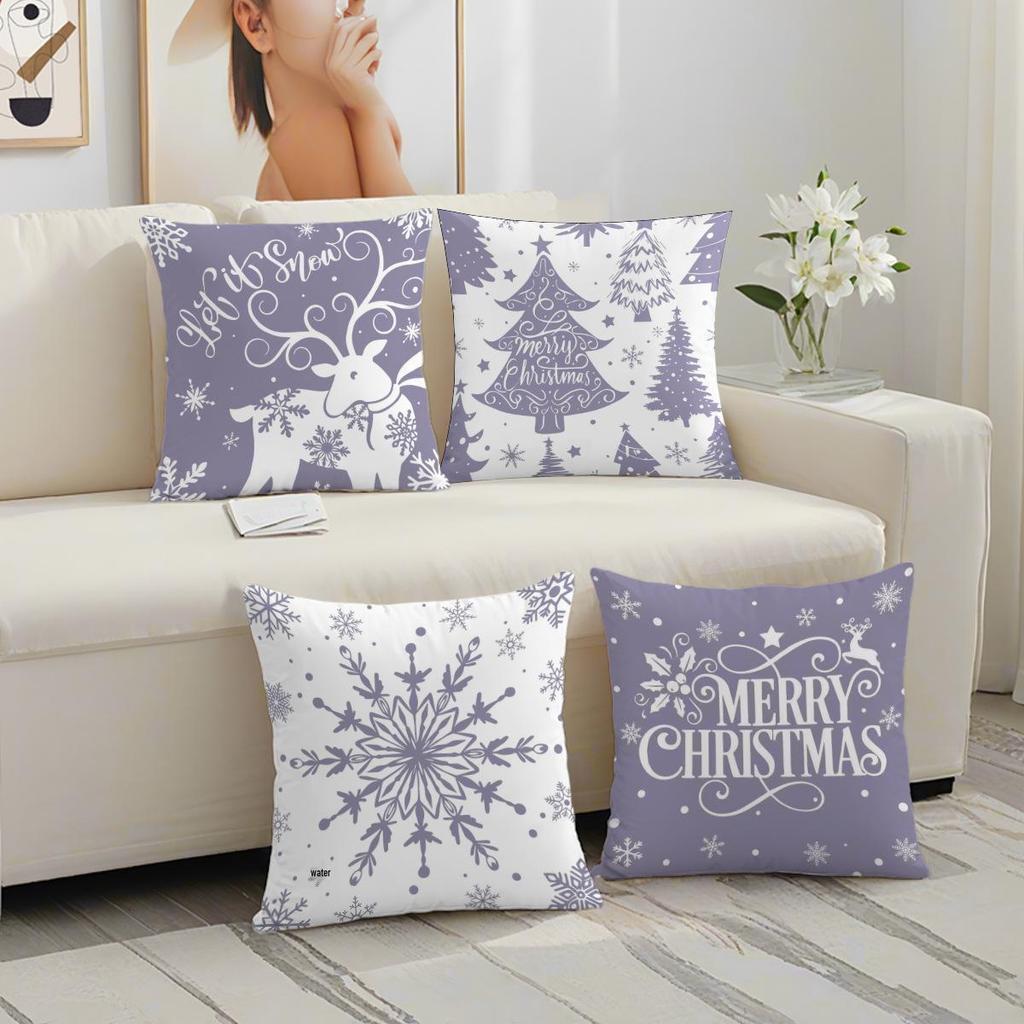 Federa per Cuscino Stampata in Poliestere di Natale - Copricuscino per Divano di Casa - Decorazione per Soggiorno