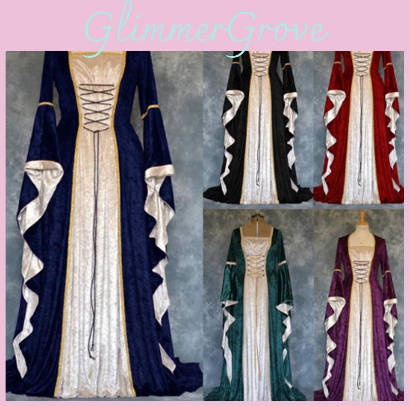 Sophisticated Long Sleeve Renaissance Dress For Cosplay And Historical Reenactments
