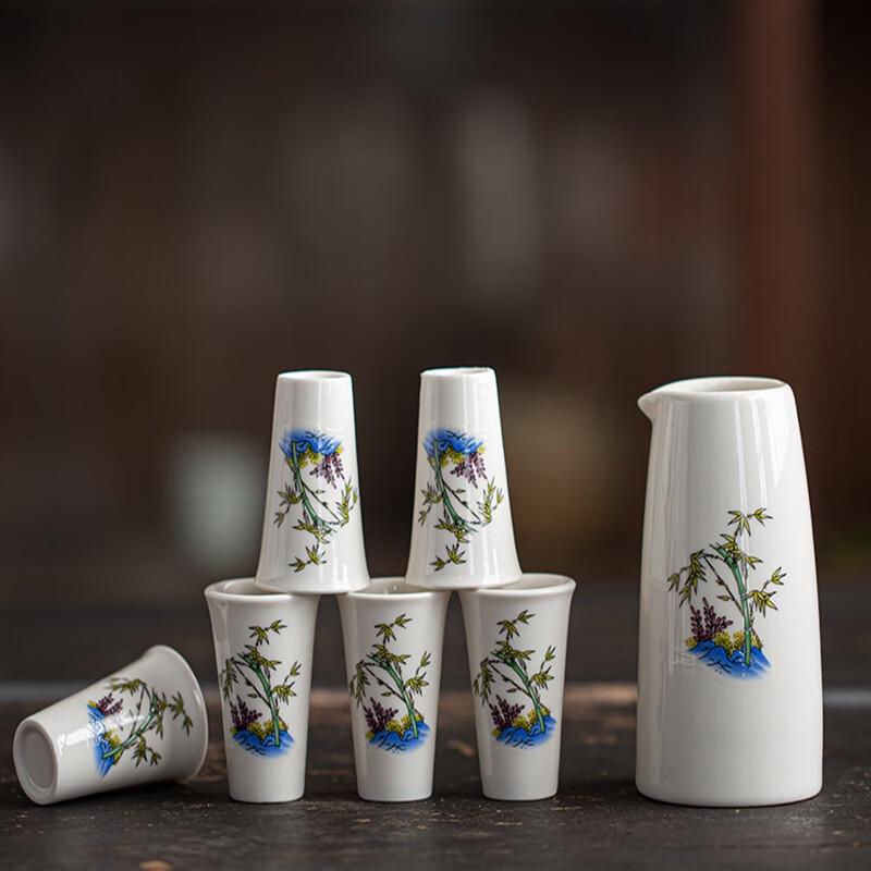 Cloud White Ceramic Baijiu Set (1 Pot, 6 Cups)